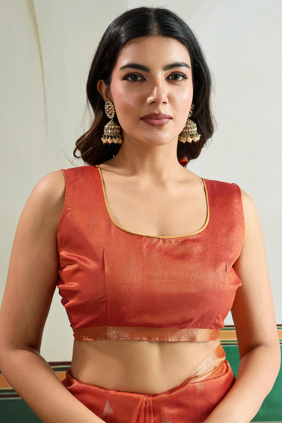 Adorable Peach Pure Zari Weaving Banarasi Tussar Silk Saree With Incomparable Blouse Piece - Image 4