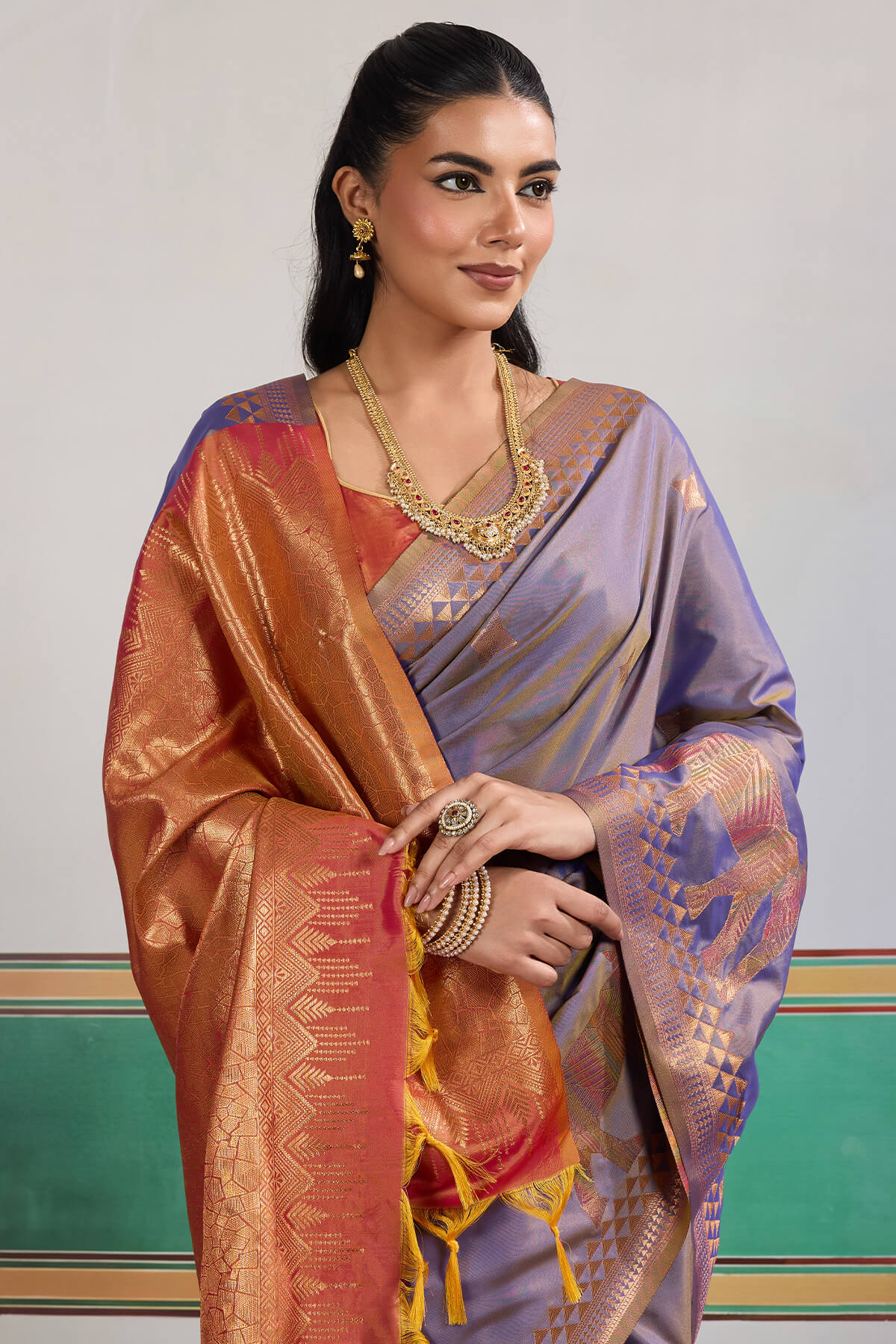 Adorning Blue Pure Zari Weaving Banarasi Silk Saree With Jubilant Blouse Piece - Image 2