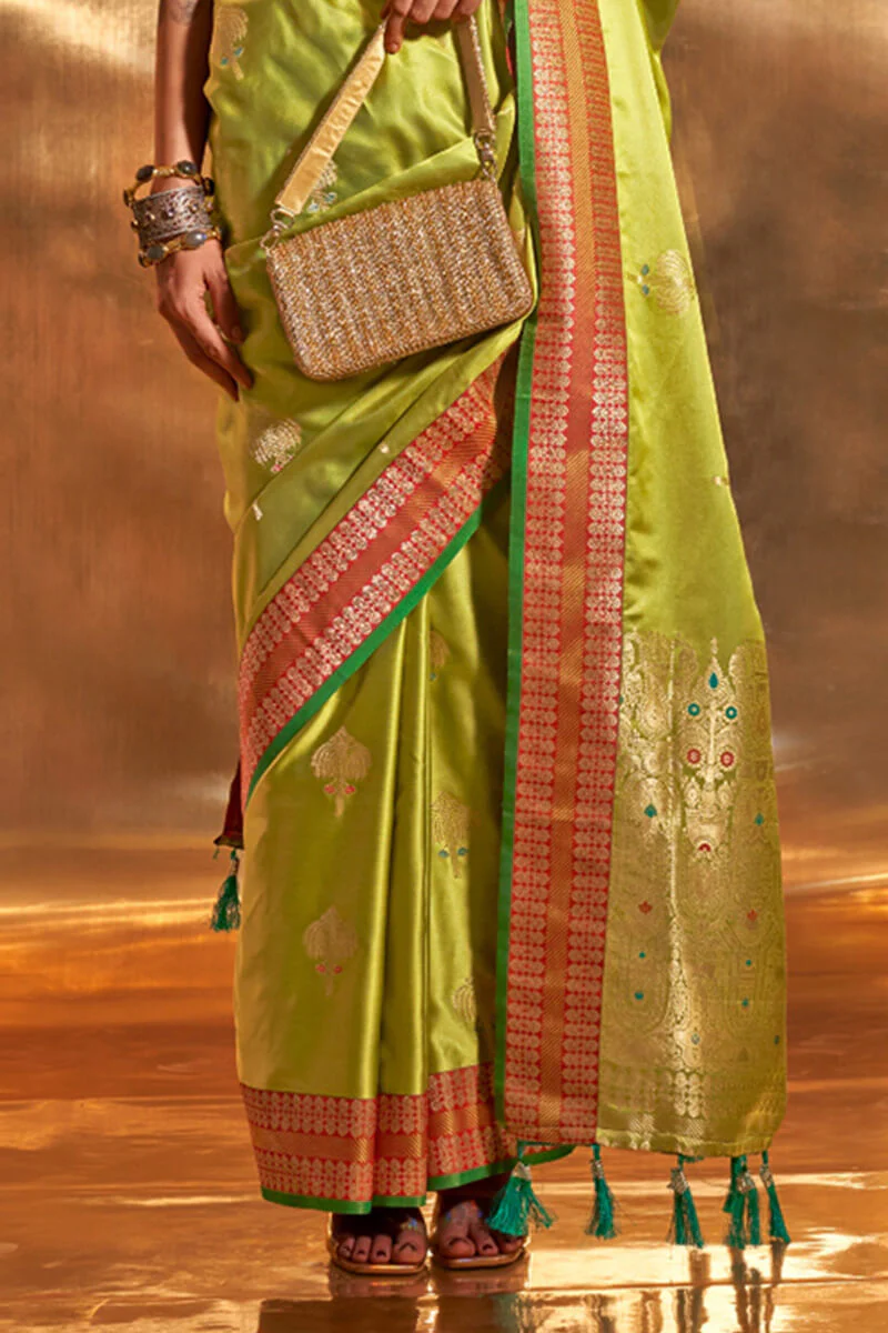 Adorning Green Soft Banarasi Silk Saree With Outstanding Blouse - Image 3