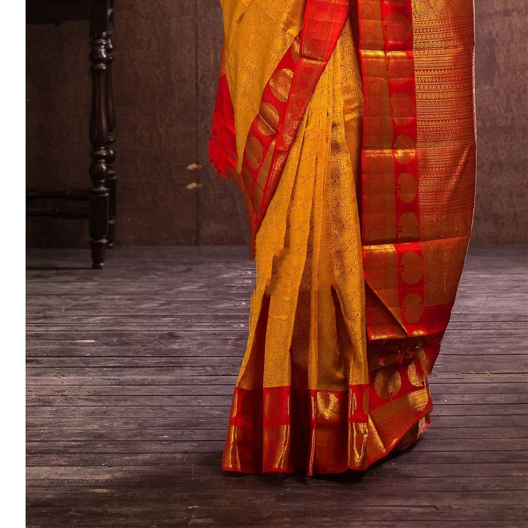 Adorning Yellow Soft Banarasi Silk Saree With Flattering Blouse Piece - Image 4