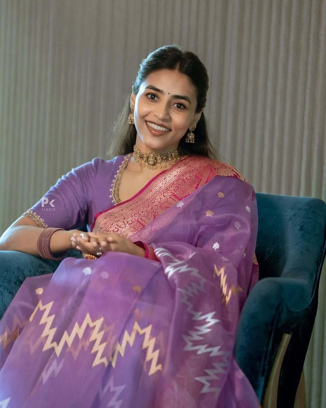 Alluring Lavender Cotton Silk Saree With Stylish Blouse Piece - Image 5