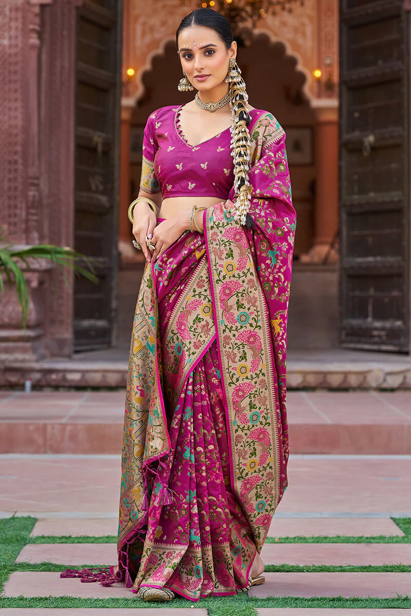 Appealing Magenta Paithani Silk Saree With Enthralling Blouse Piece - Image 3