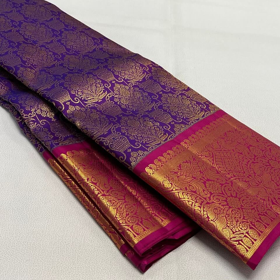 Arresting Purple Soft Banarasi Silk Saree With Jazzy Blouse Piece - Image 5