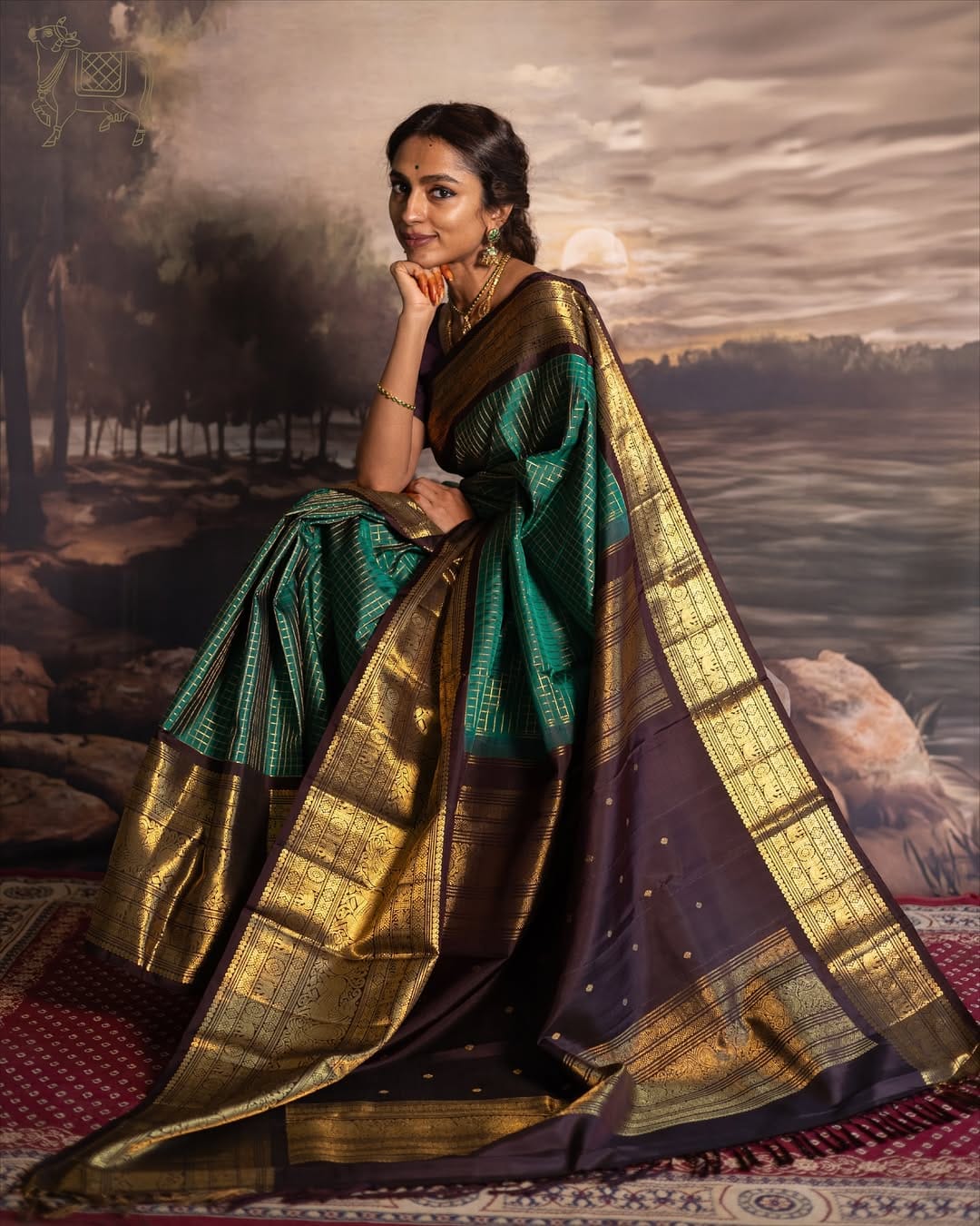 Artistic Rama Soft Silk Saree With Demanding Blouse Piece - Image 5