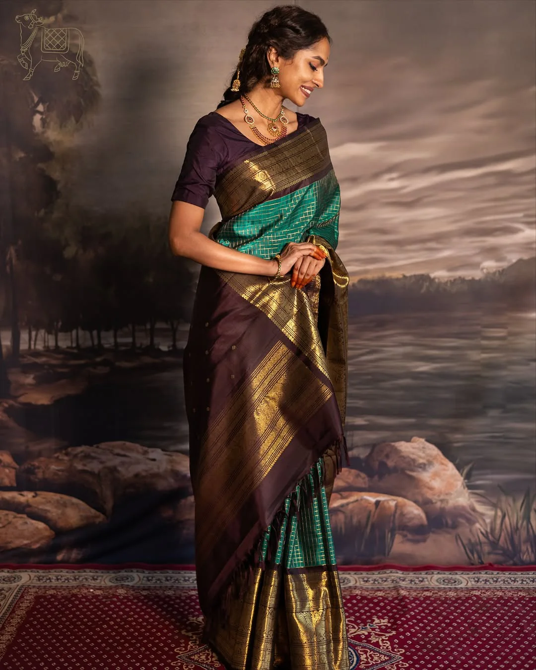 Artistic Rama Soft Silk Saree With Demanding Blouse Piece - Image 6