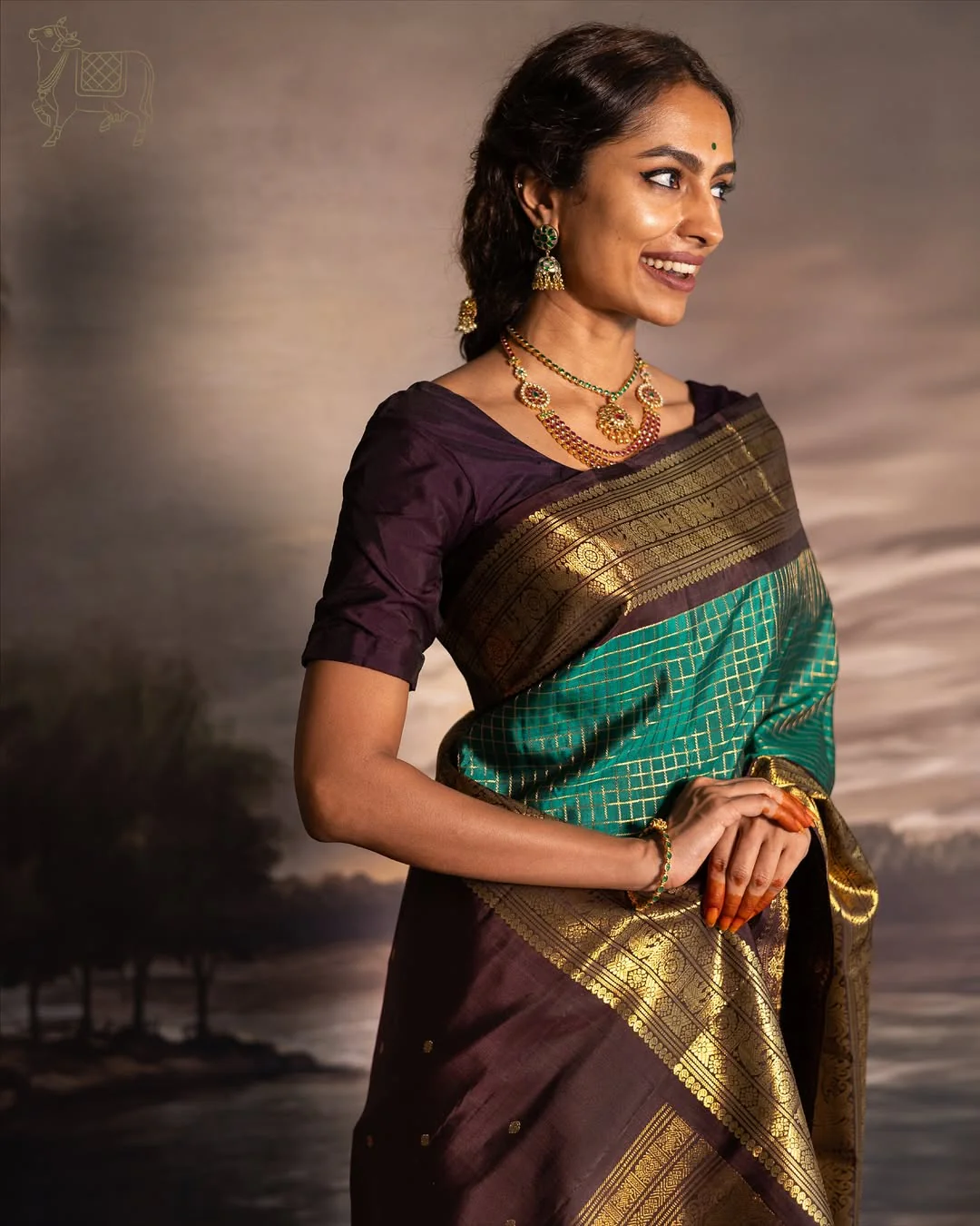Artistic Rama Soft Silk Saree With Demanding Blouse Piece - Image 7
