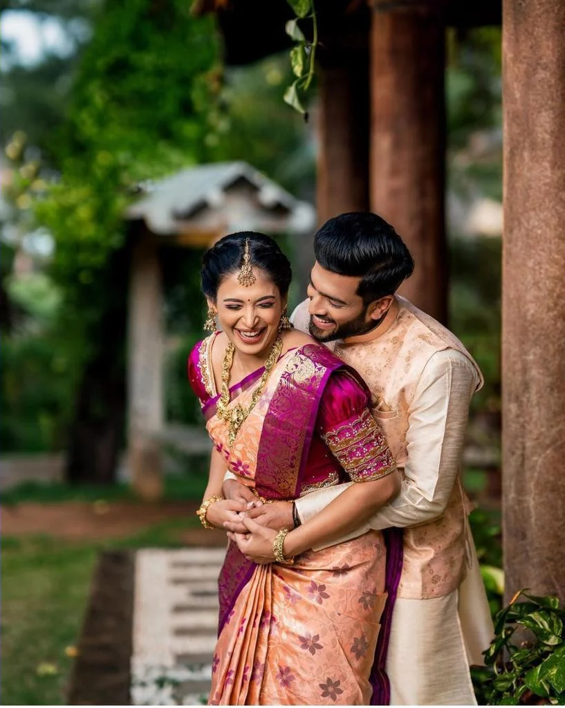 Attractive Peach Soft Banarasi Silk Saree With Lovely Blouse Piece - Image 2