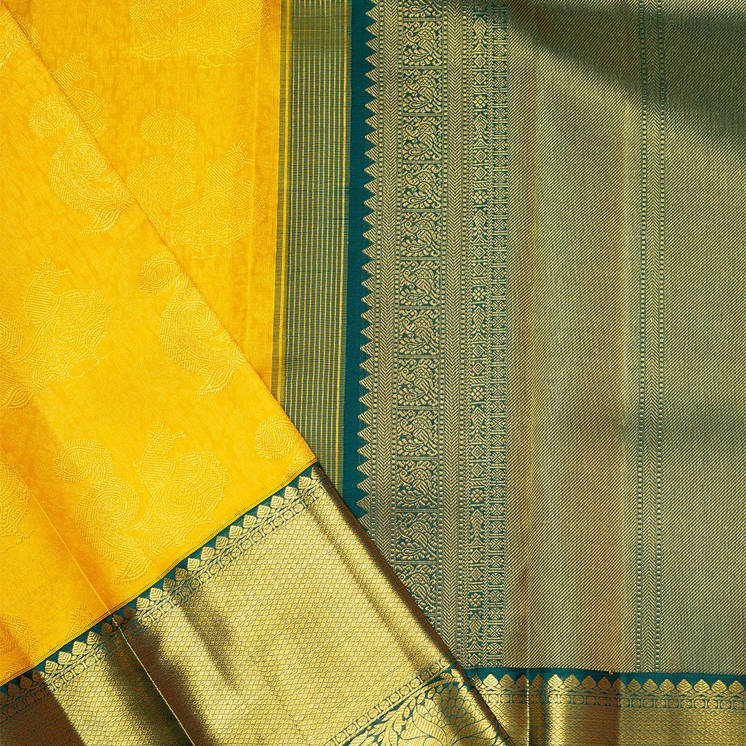 Blissful Yellow Soft Banarasi Silk Saree With Flattering Two Blouse Piece - Image 4