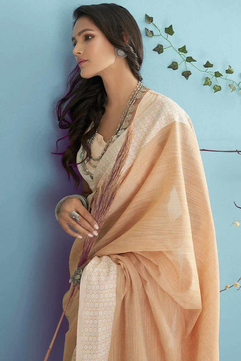 Blooming Dark Beige Lucknowi Silk Saree With Sensational Blouse Piece - Image 2