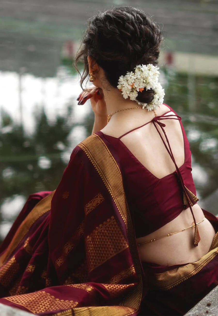 Blooming Maroon Soft Silk Saree With Vivacious Blouse Piece - Image 4