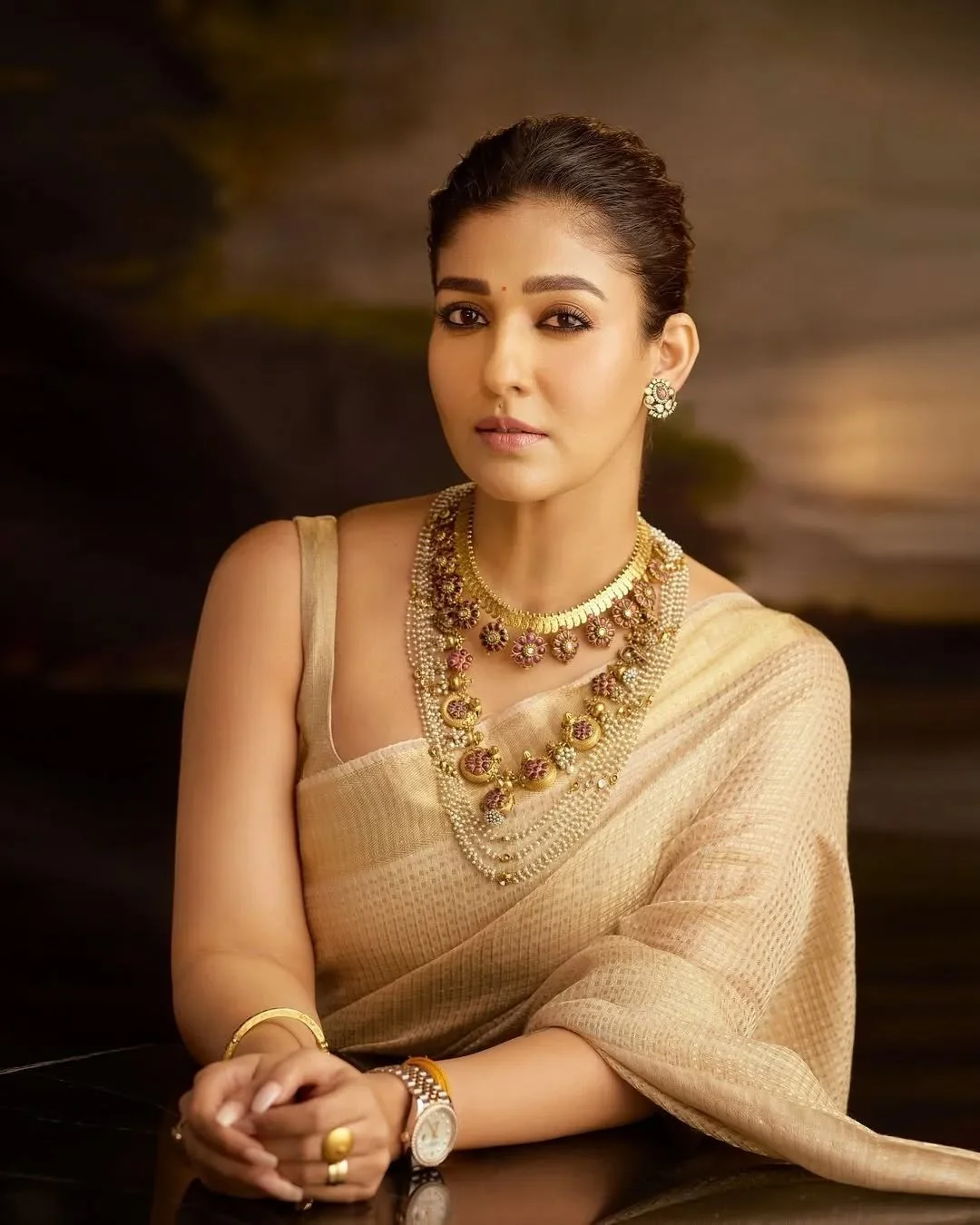 Bollywood Style Beige Soft Tissue Silk Saree With Imaginative Blouse Piece - Image 4