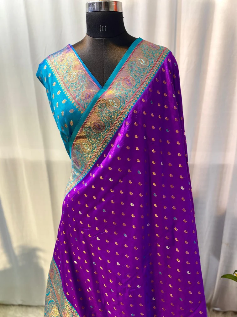 Bucolic Purple Soft Banarasi Silk Saree With Eloquence Blouse Piece - Image 2