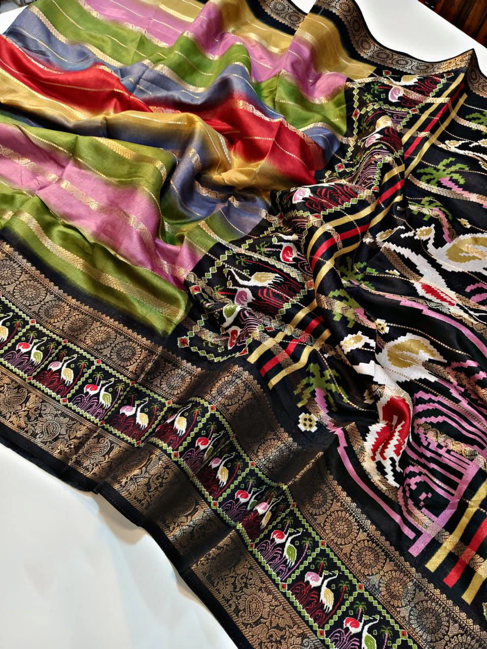 Capricious Multicolor Digital Printed Dola Silk Saree With Opulent Blouse Piece - Image 2