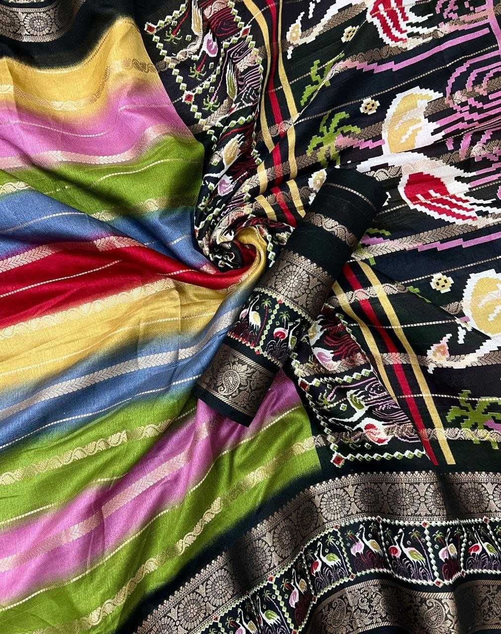 Capricious Multicolor Digital Printed Dola Silk Saree With Opulent Blouse Piece - Image 3
