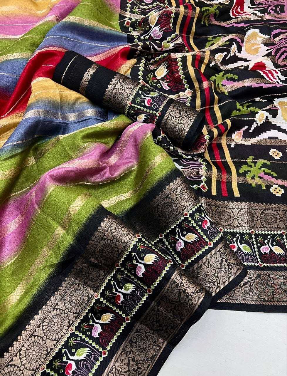 Capricious Multicolor Digital Printed Dola Silk Saree With Opulent Blouse Piece - Image 6