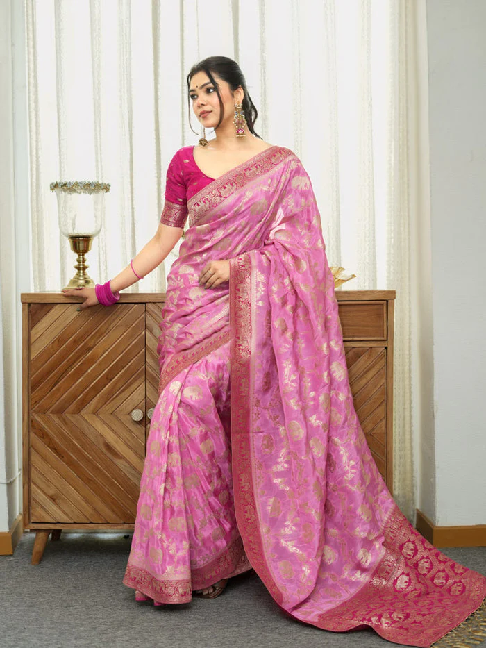 Conflate Baby Pink Soft Silk Saree With Prodigal Blouse Piece - Image 6