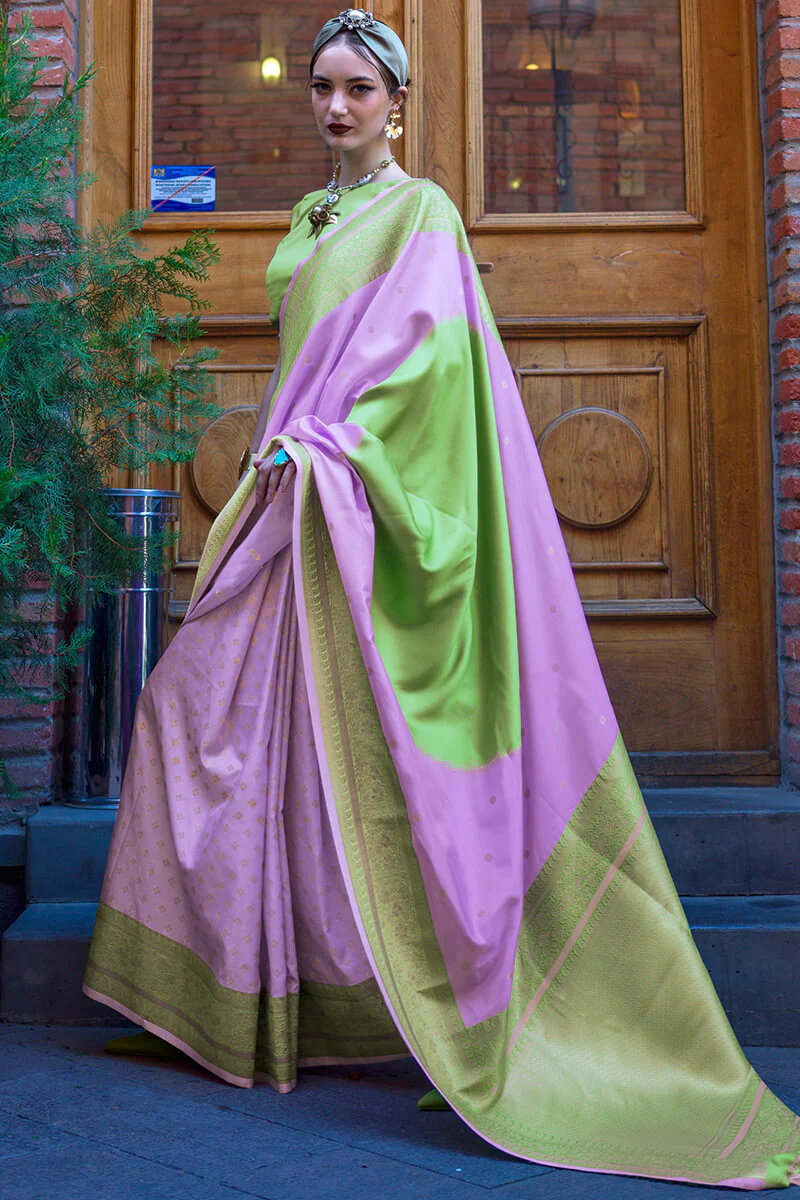 Conflate Firozi Soft Banarasi Silk Saree With Ephemeral Blouse Piece - Image 2