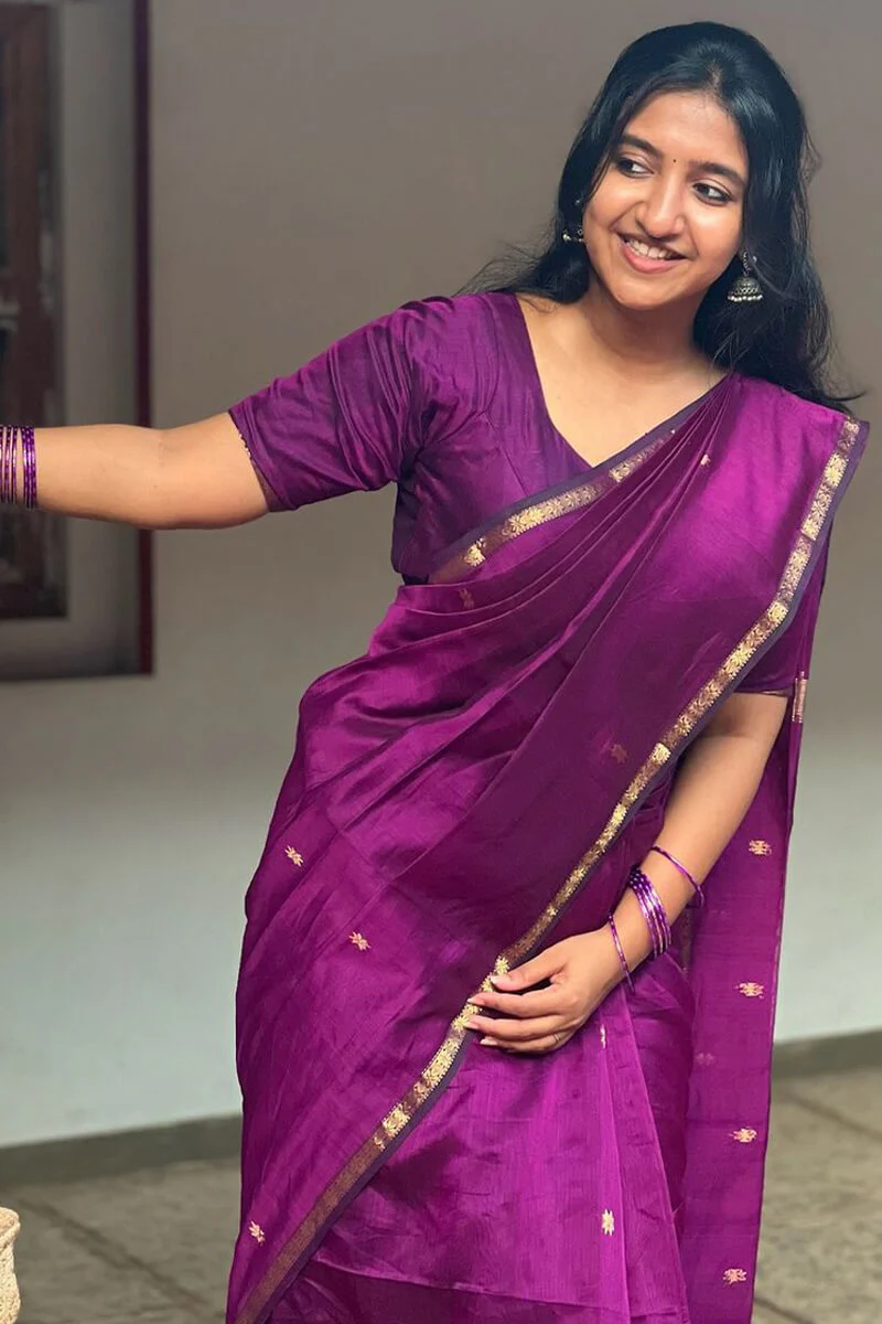 Confounding Magenta Cotton Silk Saree With Woebegone Blouse Piece - Image 3