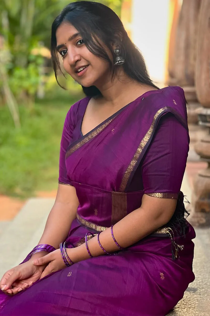Confounding Magenta Cotton Silk Saree With Woebegone Blouse Piece - Image 7