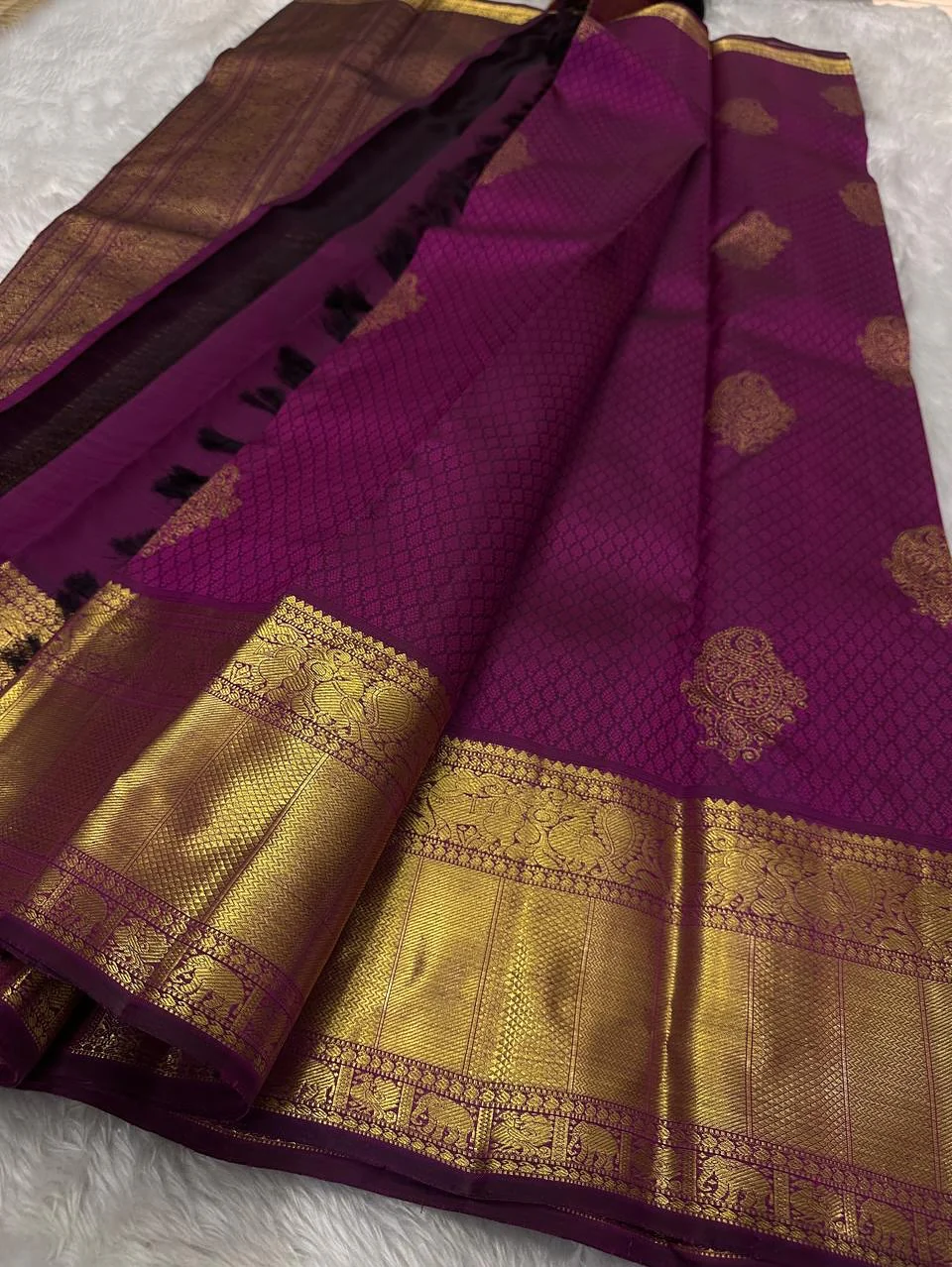Cynosure Purple Soft Banarasi Silk Saree With Sempiternal Blouse Piece - Image 2