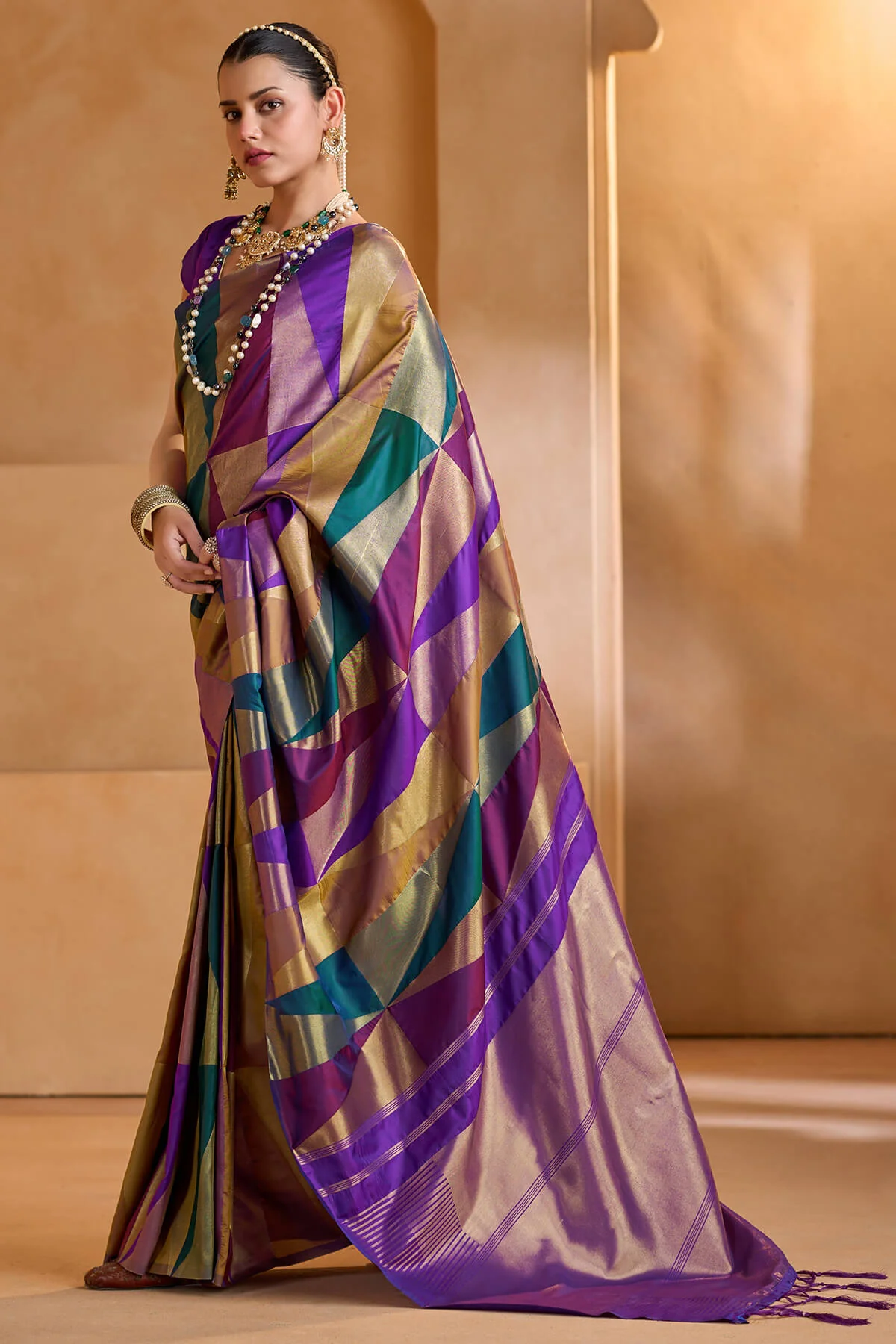 Dazzling Multicolor Soft Silk Saree With Ideal Blouse Piece - Image 3