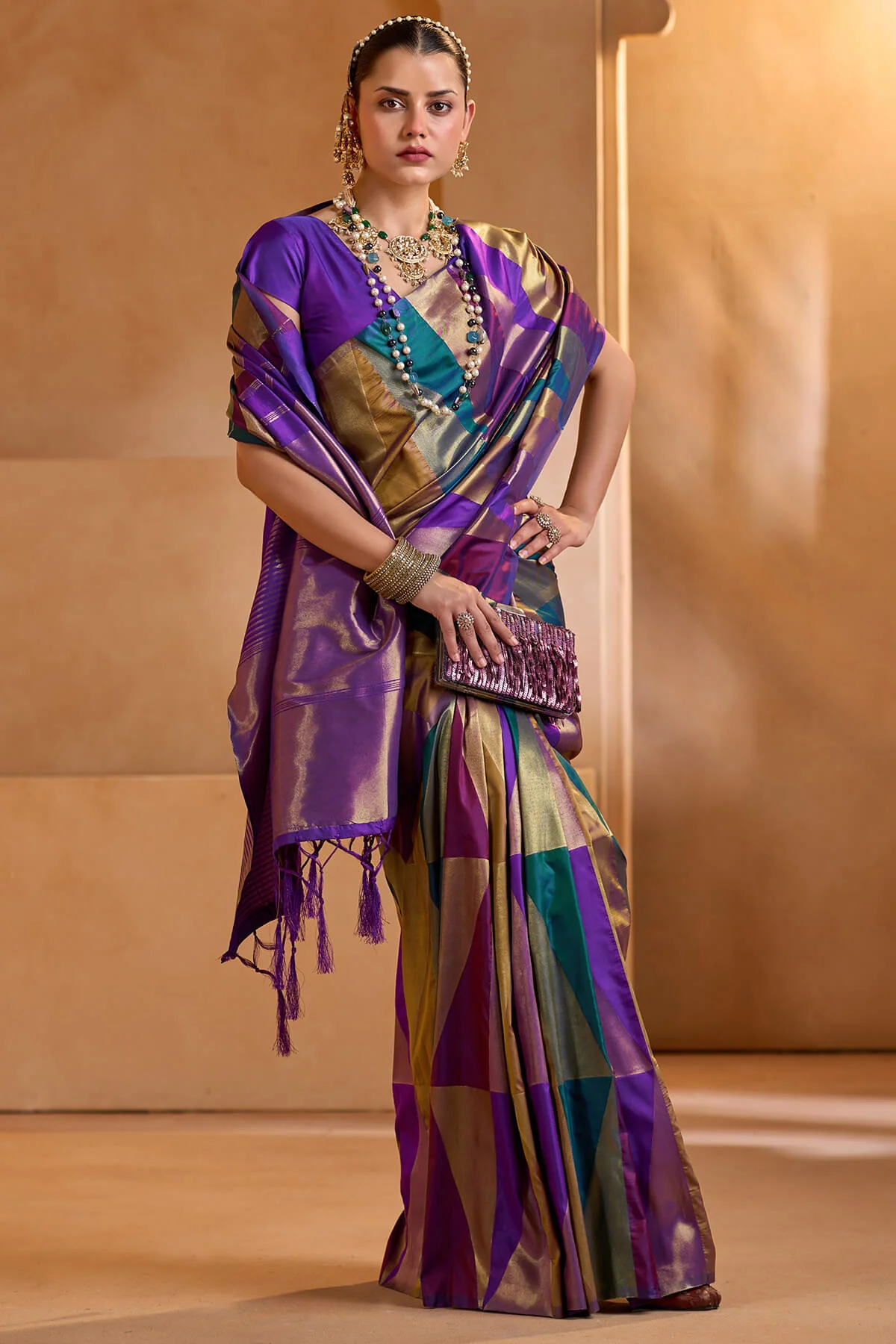 Dazzling Multicolor Soft Silk Saree With Ideal Blouse Piece - Image 4
