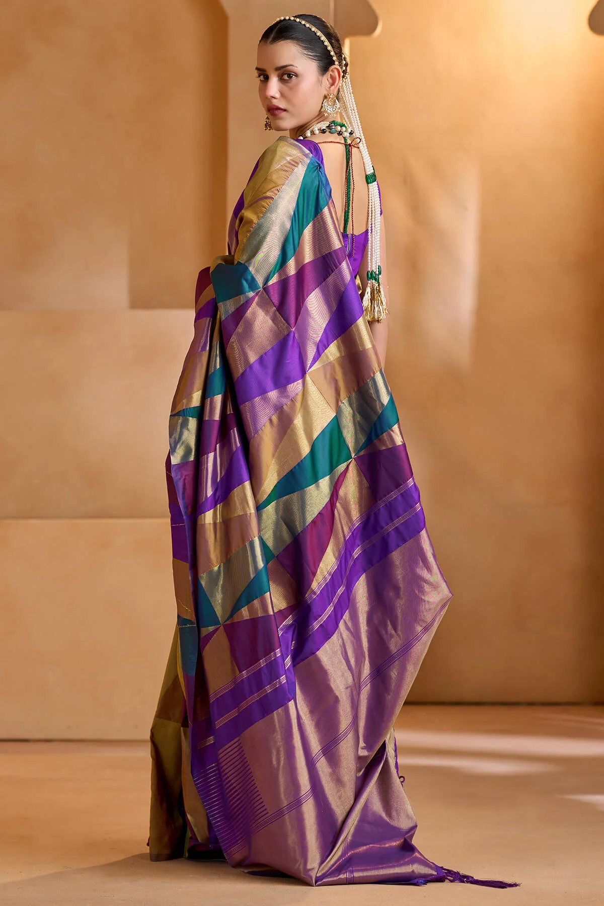 Dazzling Multicolor Soft Silk Saree With Ideal Blouse Piece - Image 6