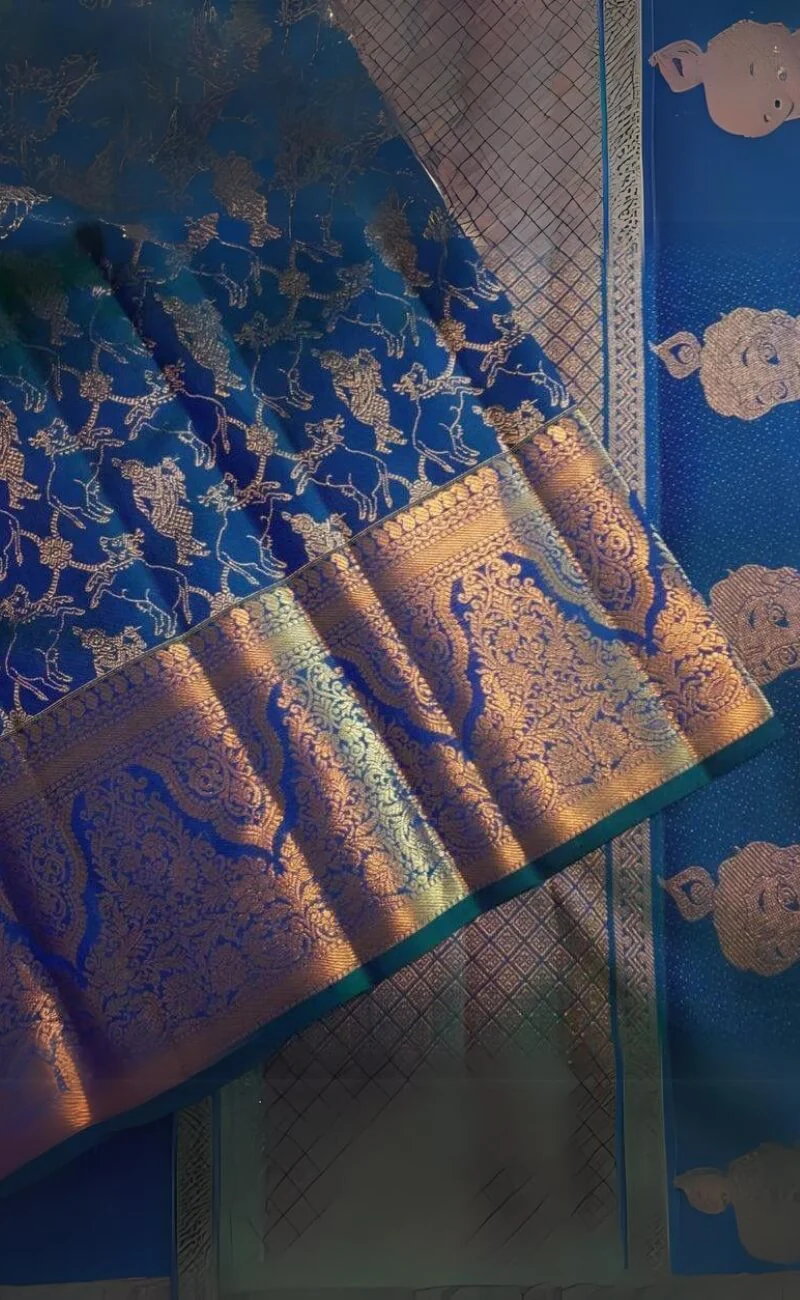 Deserving Blue Soft Silk Saree With Blissful Blouse Piece - Image 4
