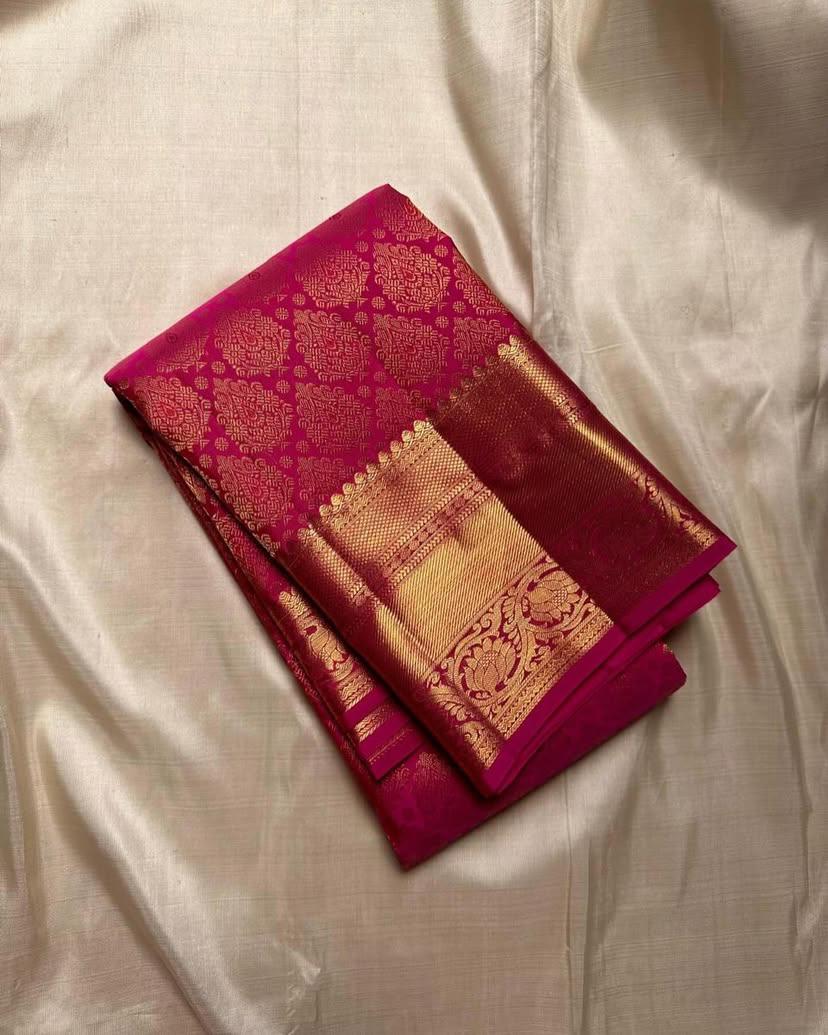 Deserving Dark Pink Soft Silk Saree With Sophisticated Blouse Piece - Image 2