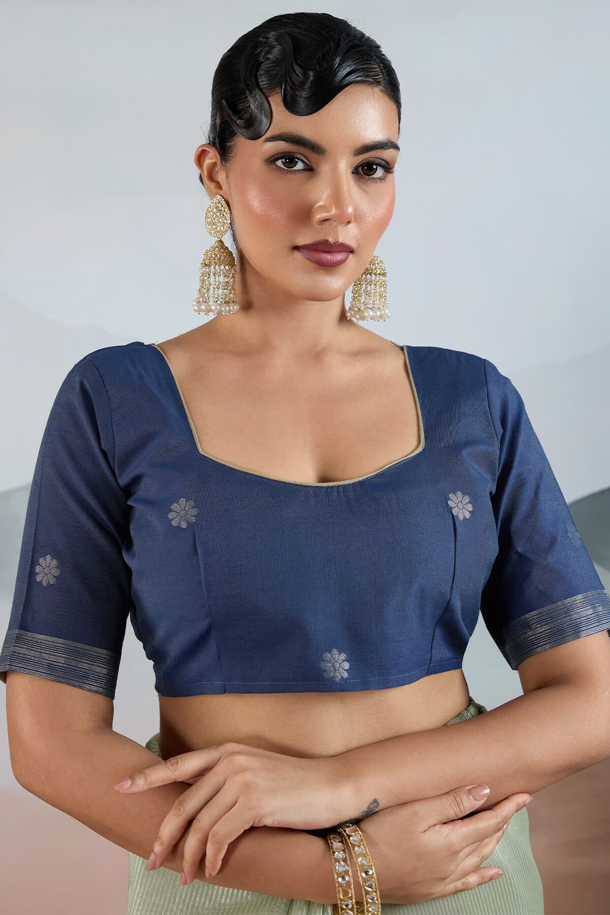 Designer Pista Soft Banarasi Tissue Silk Saree With Exquisite Blouse Piece - Image 6