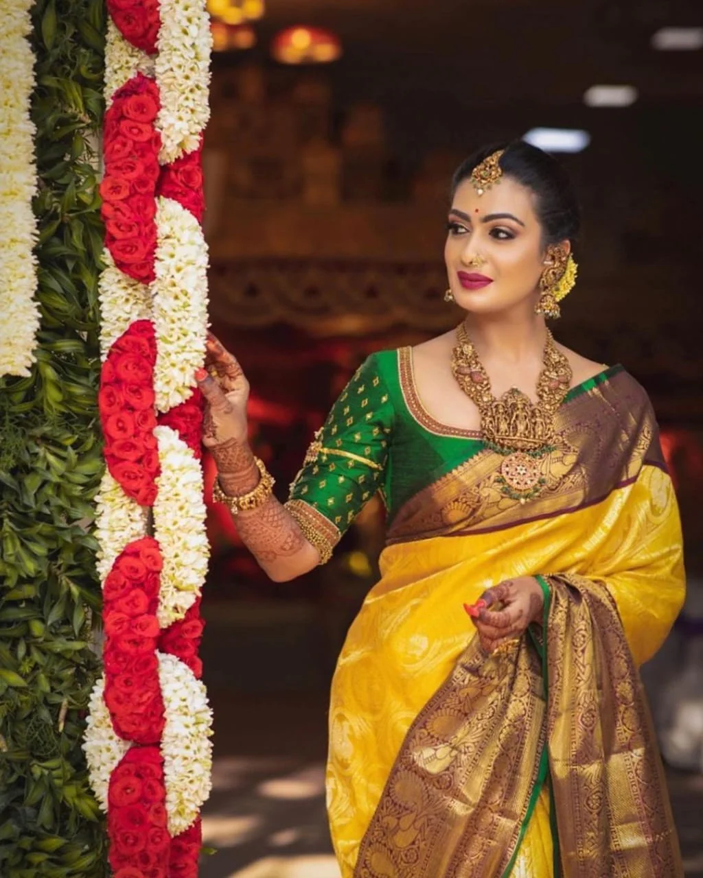 Designer Yellow Soft Banarasi Silk Saree With Flamboyant Blouse Piece - Image 2