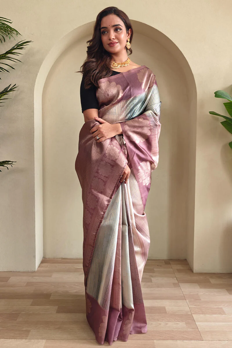 Desirable Brown Soft Banarasi Silk Saree With Glorious Blouse Piece - Image 3