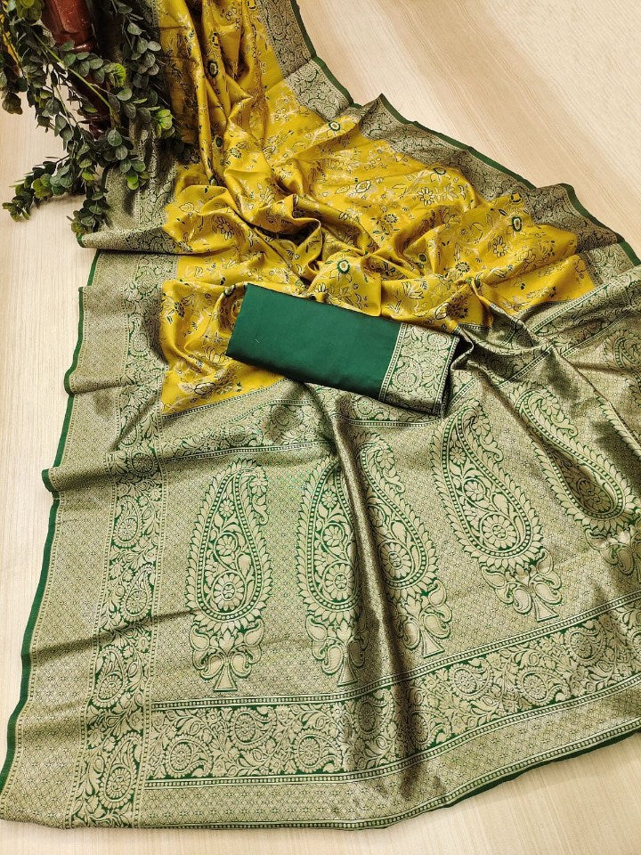 Desiring Yellow Soft Silk Saree With Blissful Blouse Piece - Image 2