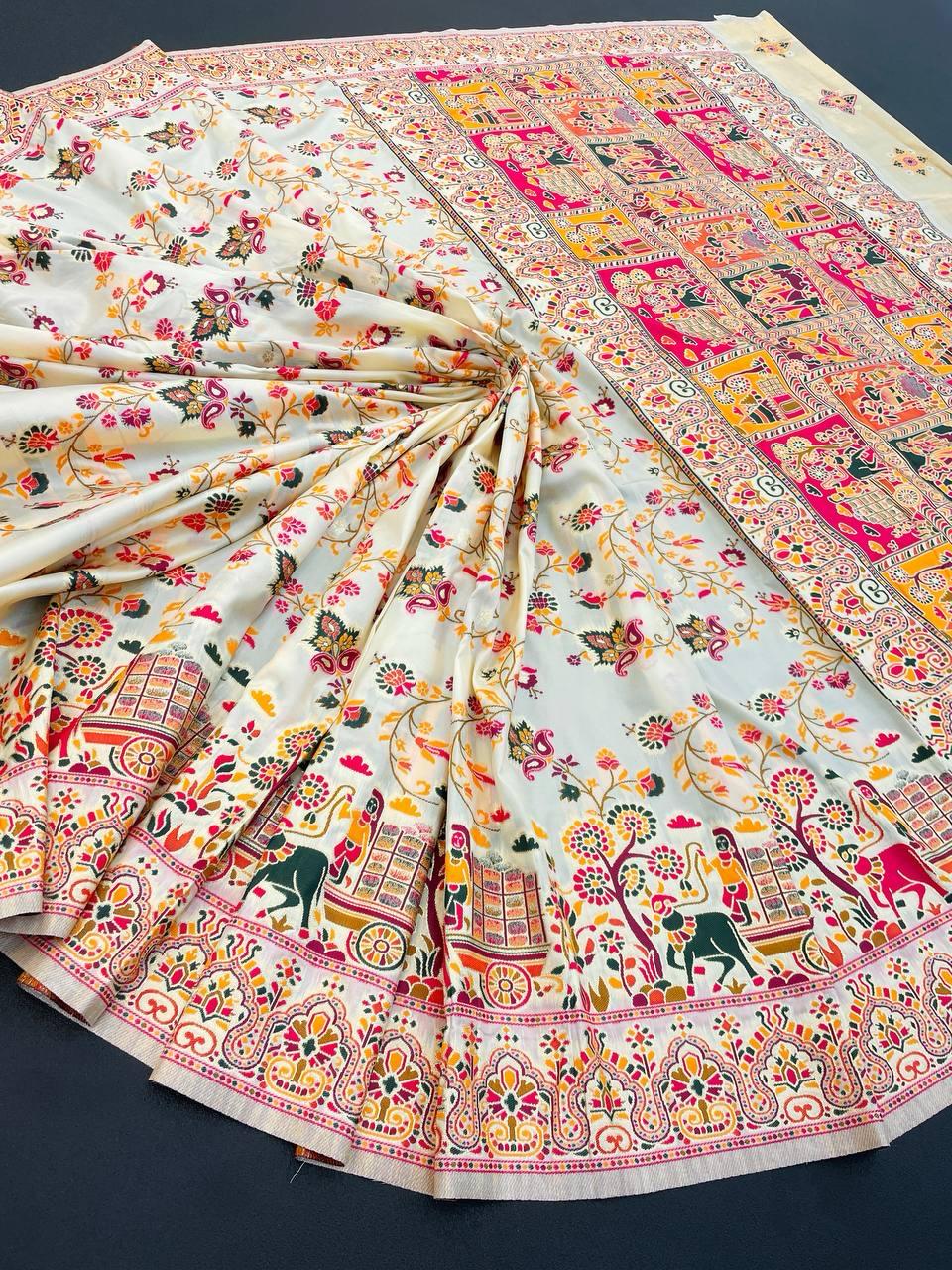 Desuetude Beige Pashmina Saree With Inspiring Blouse Piece - Image 3