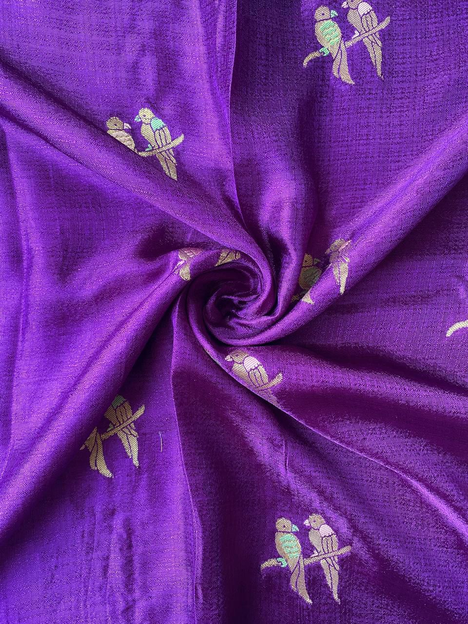Desuetude Purple Embroidery Work Crush Silk Saree With Classy Blouse Piece - Image 3