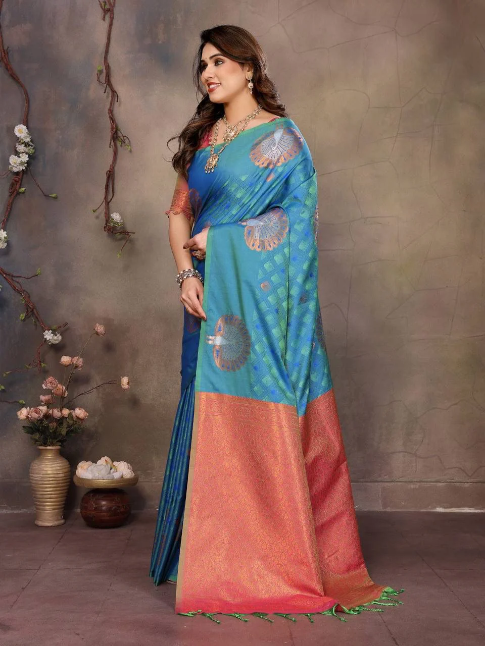 Devastating Blue Soft Banarasi Silk Saree With Majesty Blouse Piece - Image 4