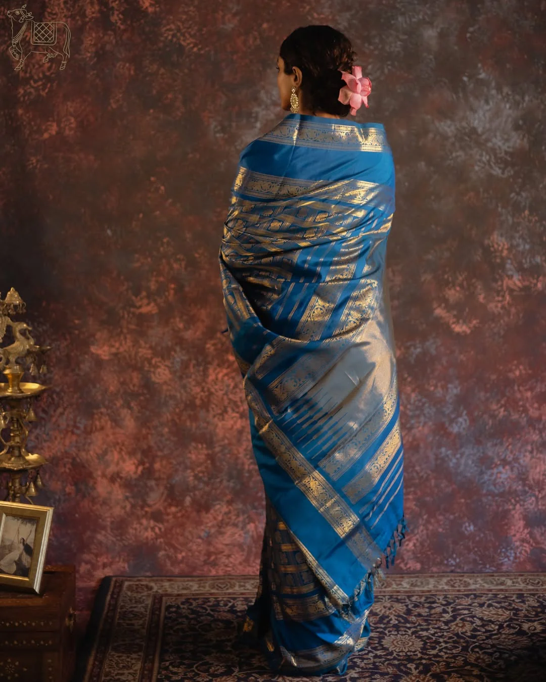 Elegant Blue Pure Zari Weaving Banarasi Silk Saree With Ideal Blouse Piece - Image 6