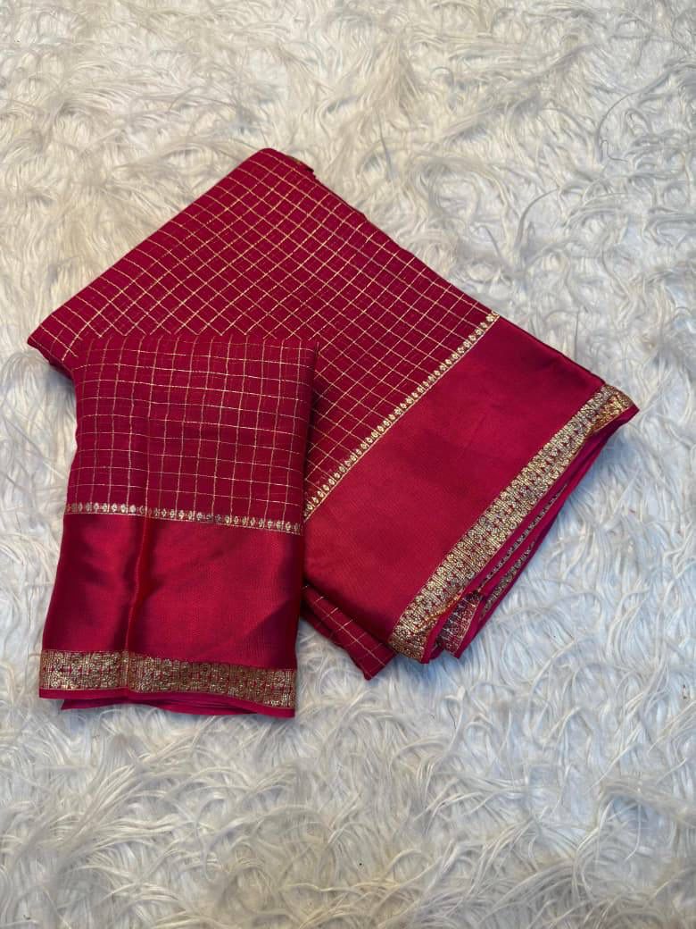Elision Dark Pink Banarasi Viscose Silk Saree With Woebegone Blouse Piece - Image 2