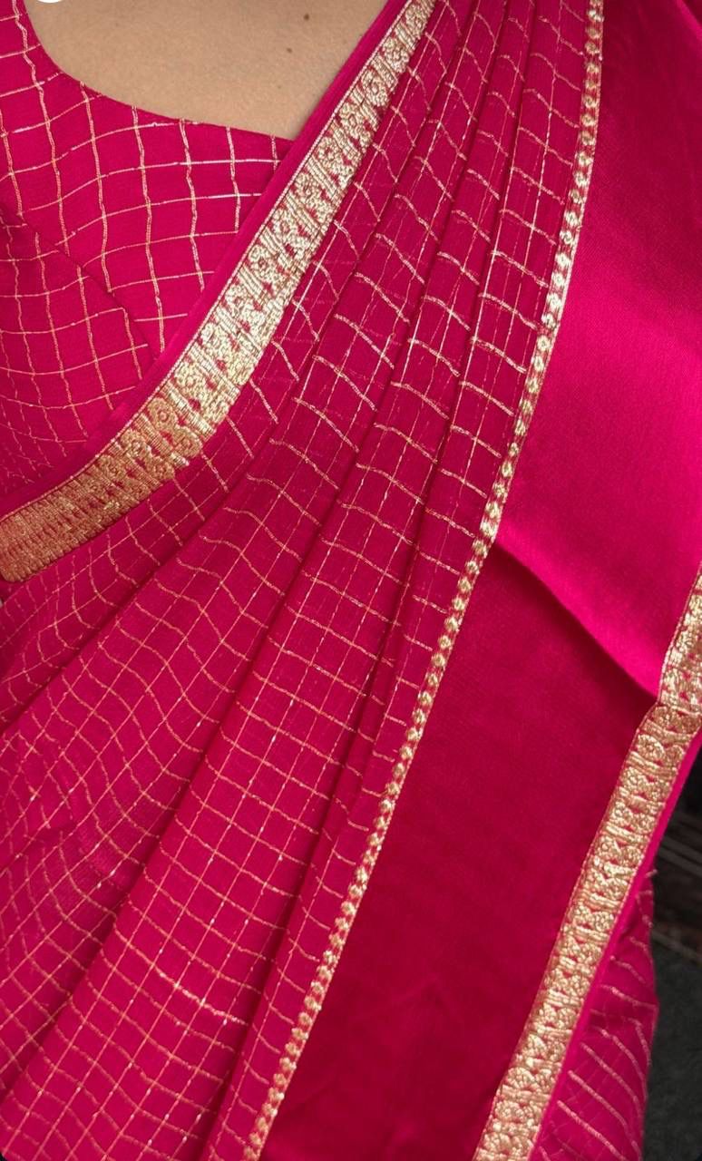 Elision Dark Pink Banarasi Viscose Silk Saree With Woebegone Blouse Piece - Image 3