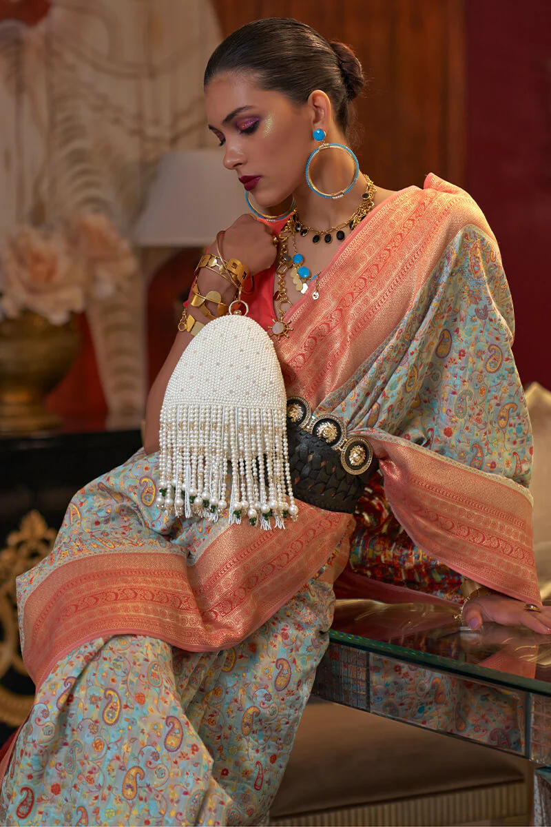 Elision Pista Pashmina saree With Palimpsest Blouse Piece - Image 2
