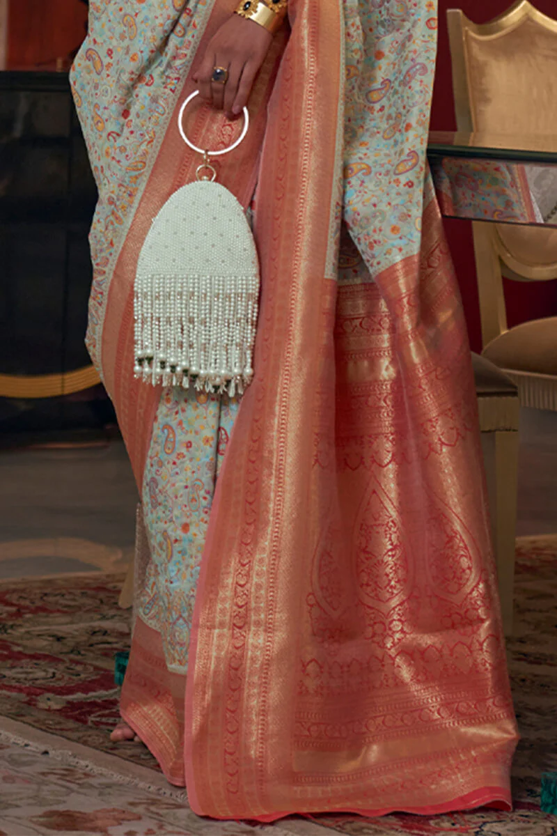 Elision Pista Pashmina saree With Palimpsest Blouse Piece - Image 3