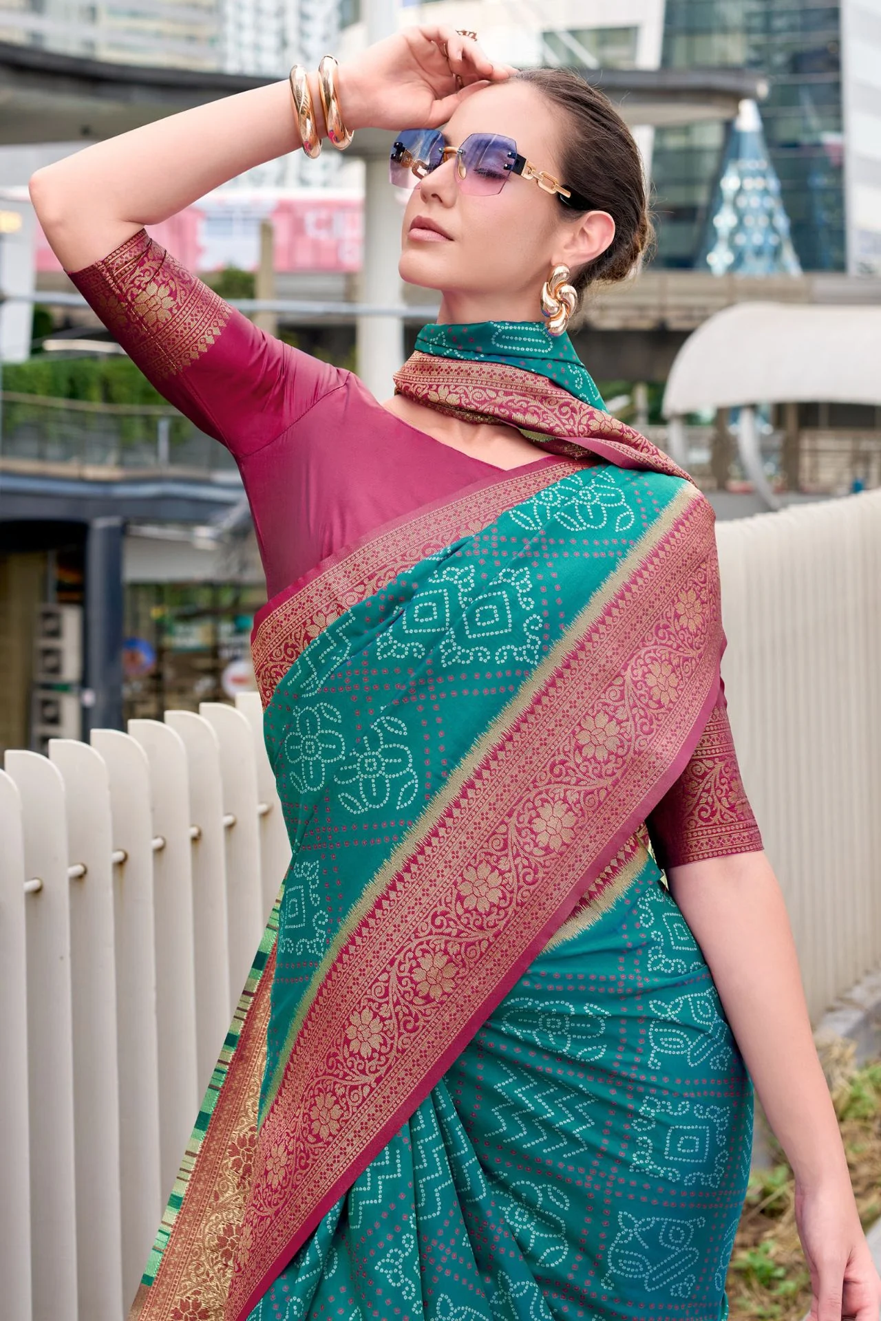 Elision Rama Soft Banarasi Silk Saree With Sonorous Blouse Piece - Image 2