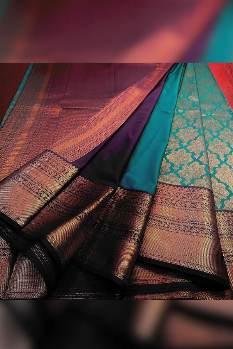 Eloquence Rama Soft Banarasi Silk Saree With Engaging Blouse Piece - Image 3