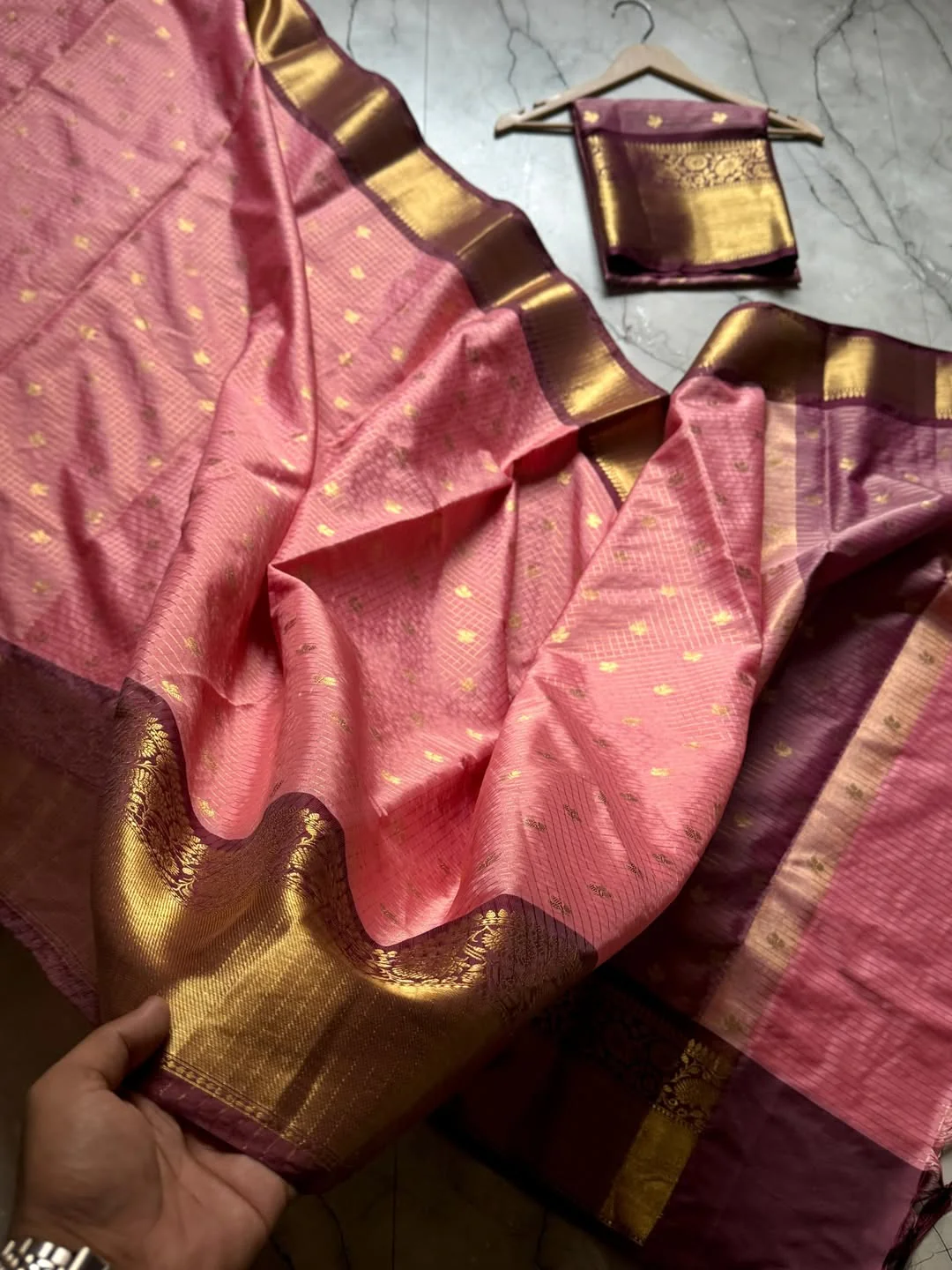 Enthralling Baby Pink Soft Silk Saree With Impressive Blouse Piece - Image 4