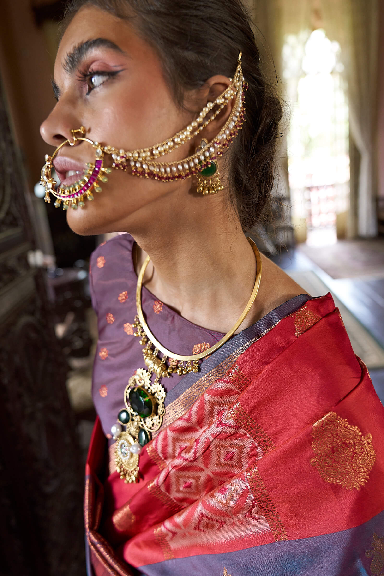 Enticing Pink Soft Banarasi Silk Saree With Nemesis Blouse Piece - Image 3