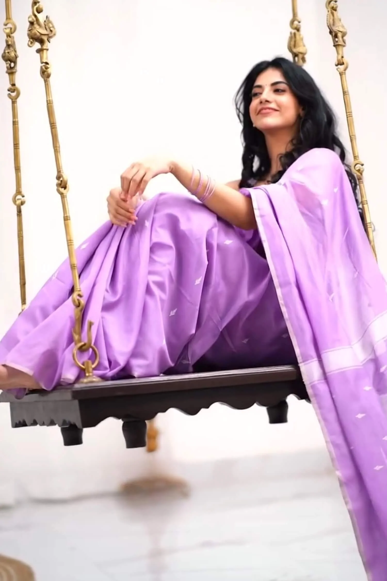 Ephemeral Lavender Cotton Silk Saree With Artistic Blouse Piece - Image 4