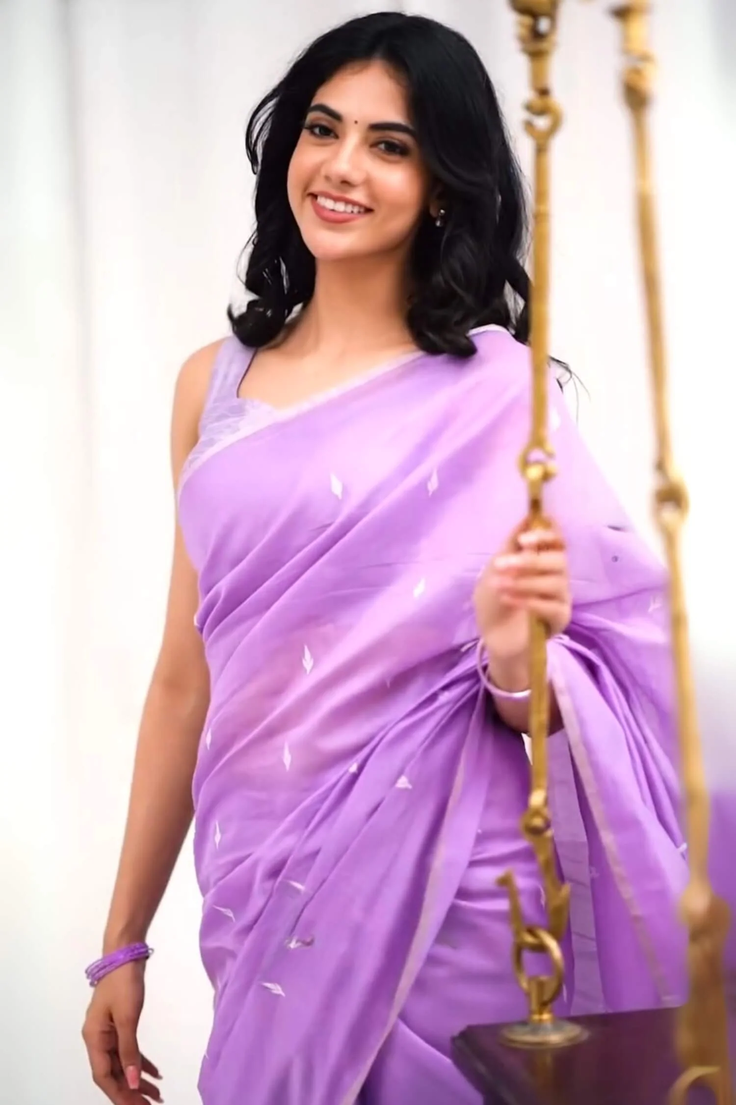 Ephemeral Lavender Cotton Silk Saree With Artistic Blouse Piece - Image 5