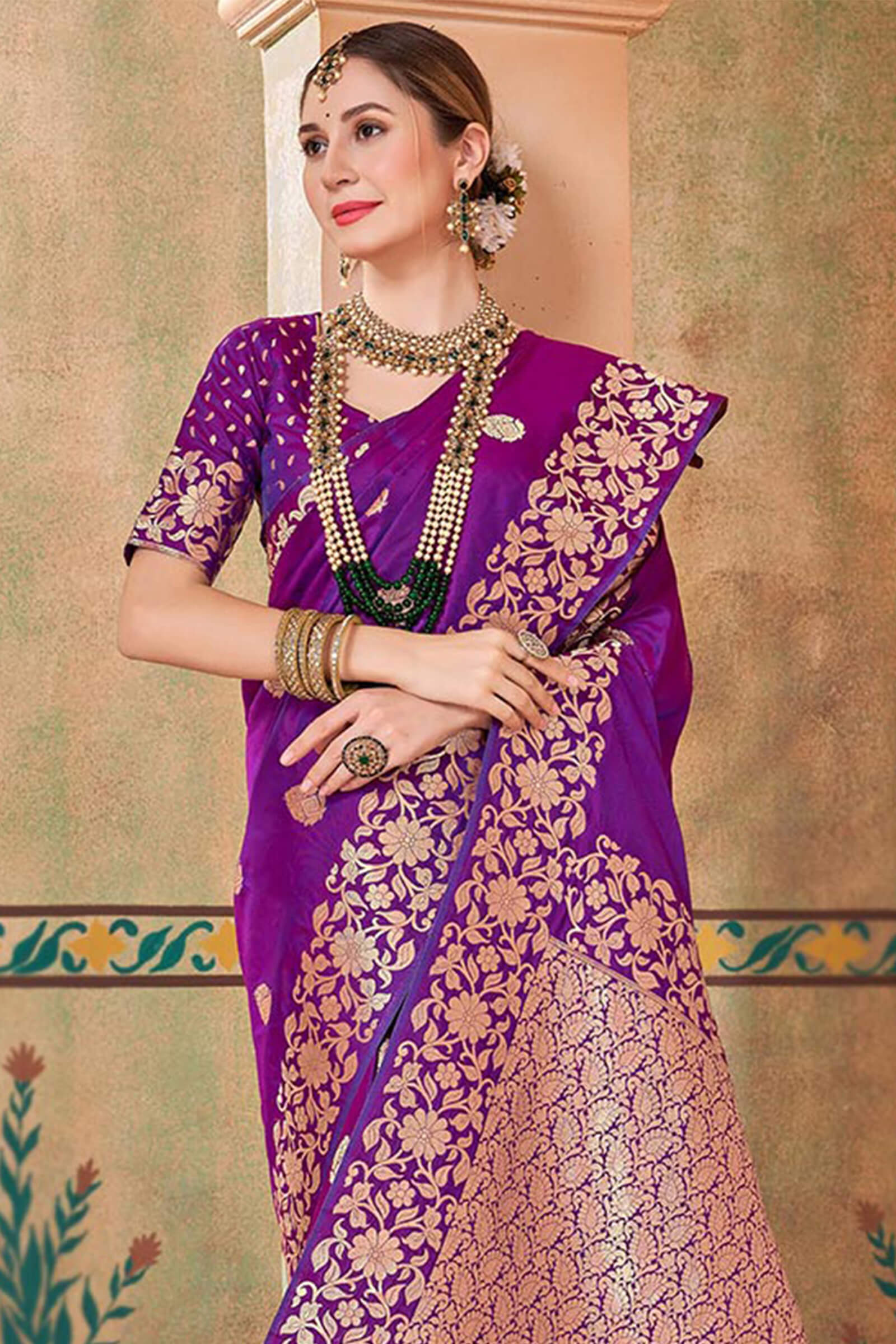 Evanescent Purple Soft Banarasi Silk Saree With Surreptitious Blouse Piece - Image 2