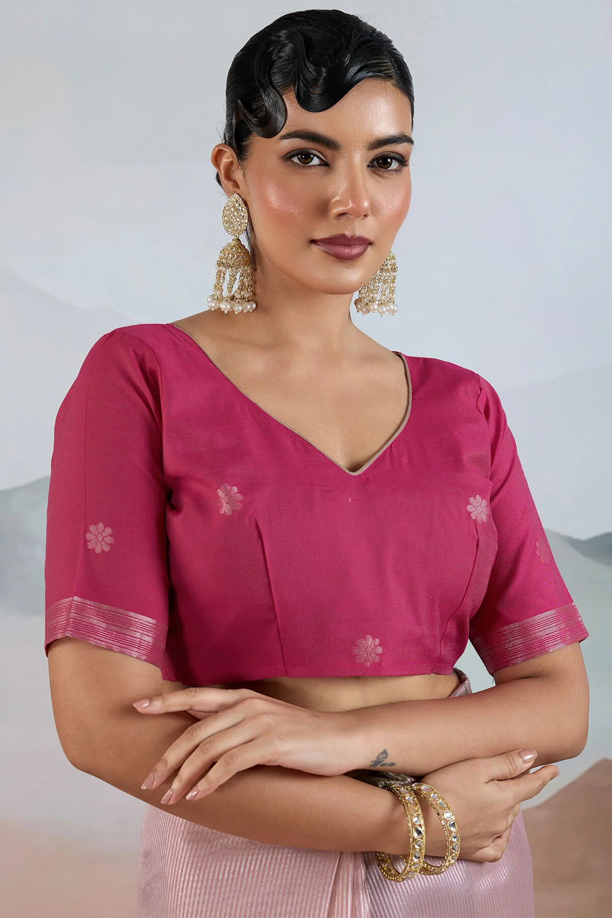 Excellent Pink Soft Banarasi Tissue Silk Saree With Dissemble Blouse Piece - Image 6