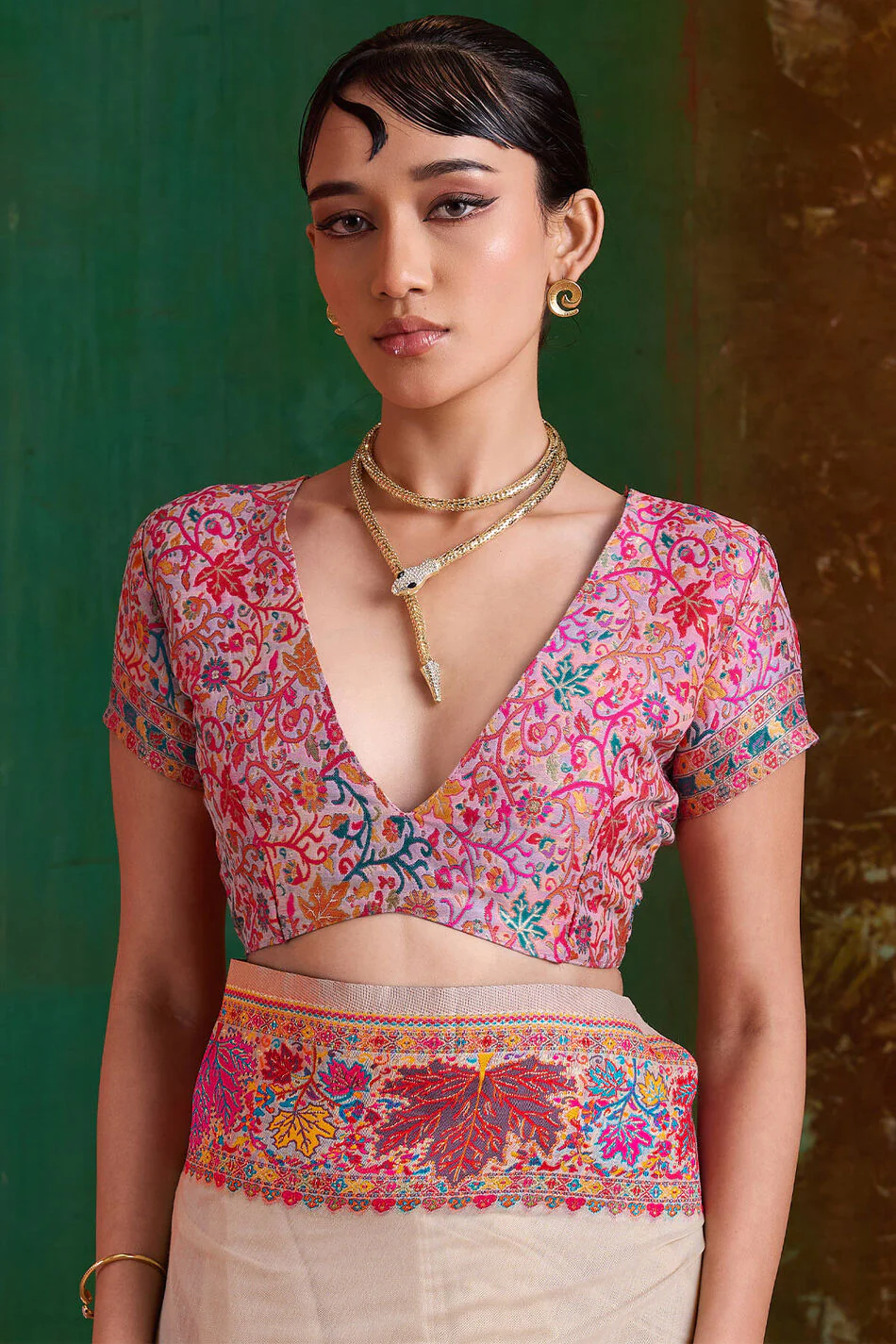 Extraordinary Beige Pashmina Saree With Pleasant Blouse Piece - Image 4